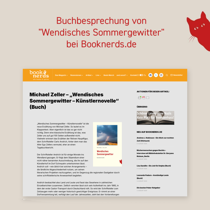 Neuigkeiten aus dem Rote Katze Verlag: Buchbesprechung von "Wendisches Sommergewitter" bei Booknerds.de